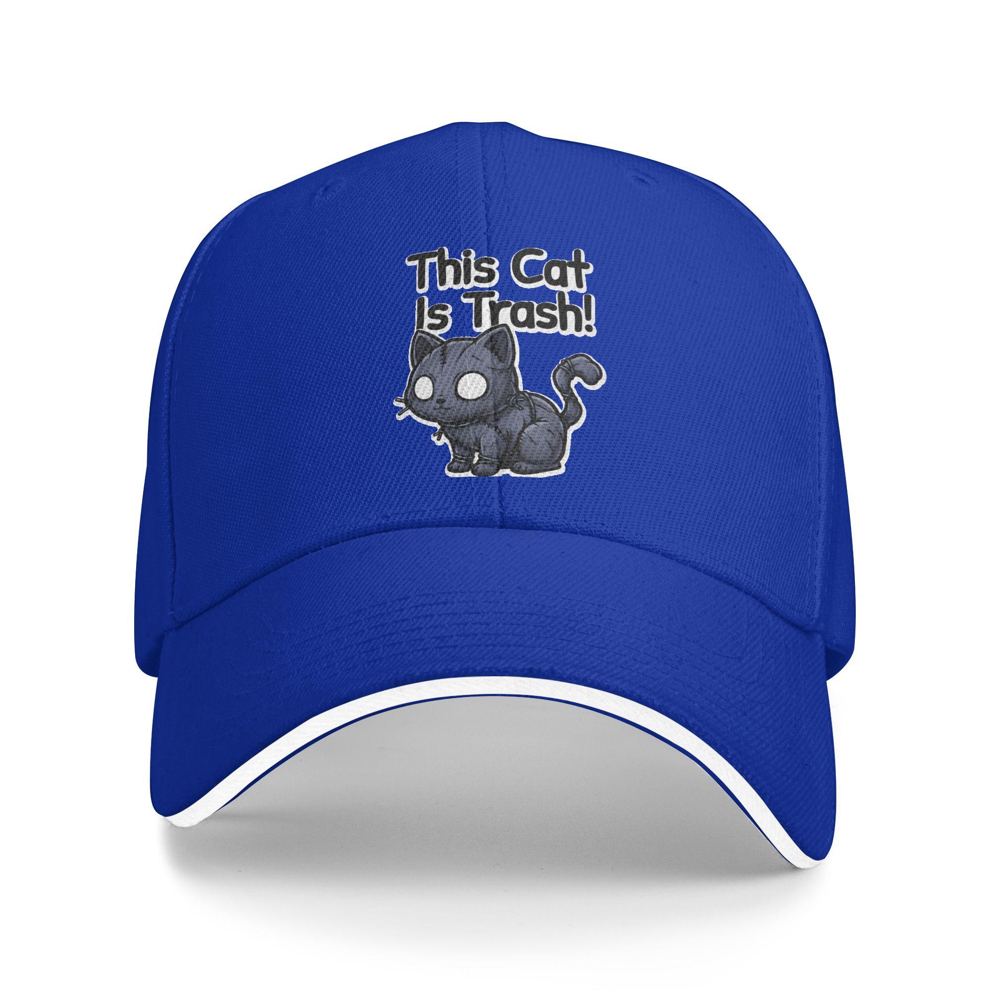 

This Cat Is Trash! Mewgenics Baseball Cap Casual Sandwich Hat Unisex Adjustable Headwear Running Golf One Size синий
