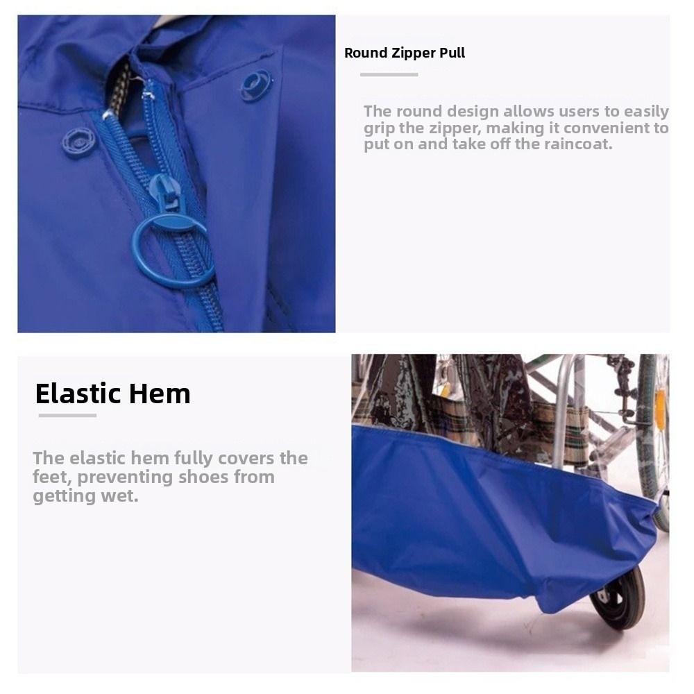 Reusable Wheelchair Rain Poncho Reflective Strip Windproof Cape  for Elderly Disability Use