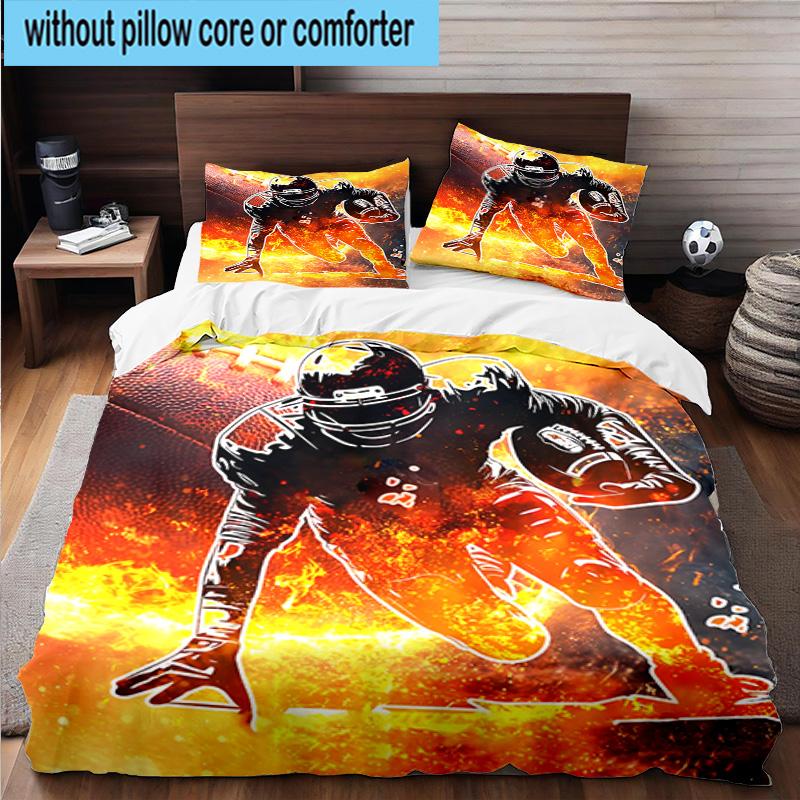 3PCS Football Player In Flames 3pcs Bedding,Including 3PCS Duvet Cover And 2pcs Pillowcases Perfect for Christmas,Ideal for Bedroom, Dormitory