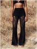 Pantalon Évasé Sexy Transparent en Dentelle Taille Haute Style Européen 2026 pour Femmes