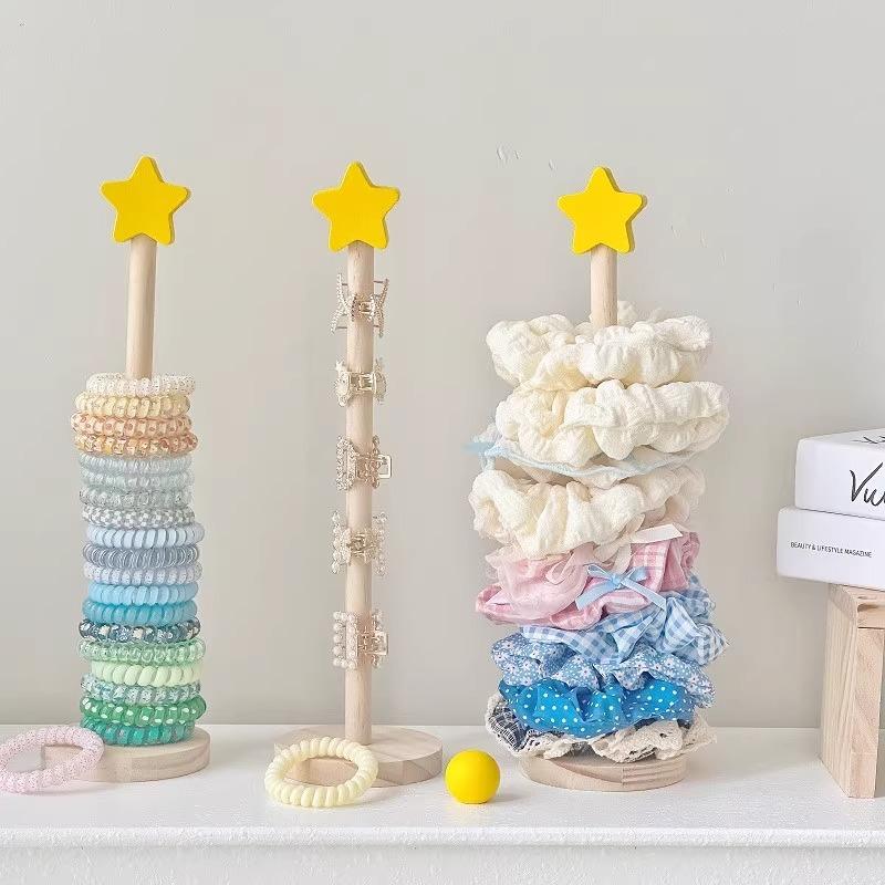 Wood Desktop Hair Rope Holder Multi-Purpose Jewelry Bracelet Organizer Display Holder For Watches Bracelets Scrunchies Hair Band