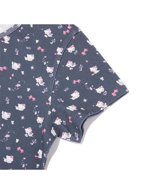 KIRSH X Charmy Kitty All-Over Crop T-Shirt [Navy]