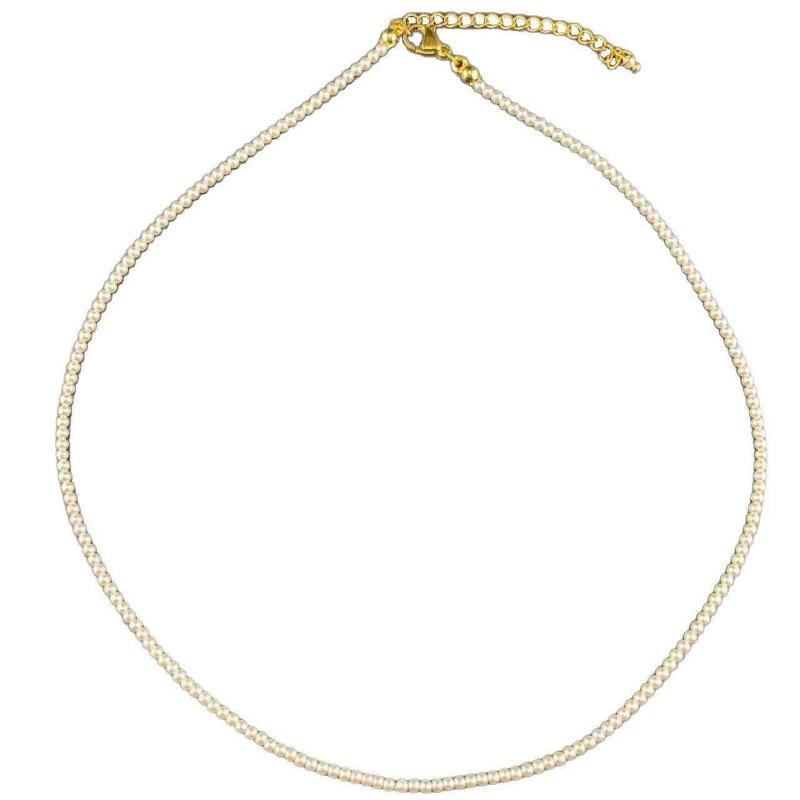 Womens Mini Pearl Choker Necklace Gold Plated Clasp 1pcs белый