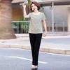 Middle-aged & Elderly Women's Summer Casual Striped T-shirt & Shorts Set