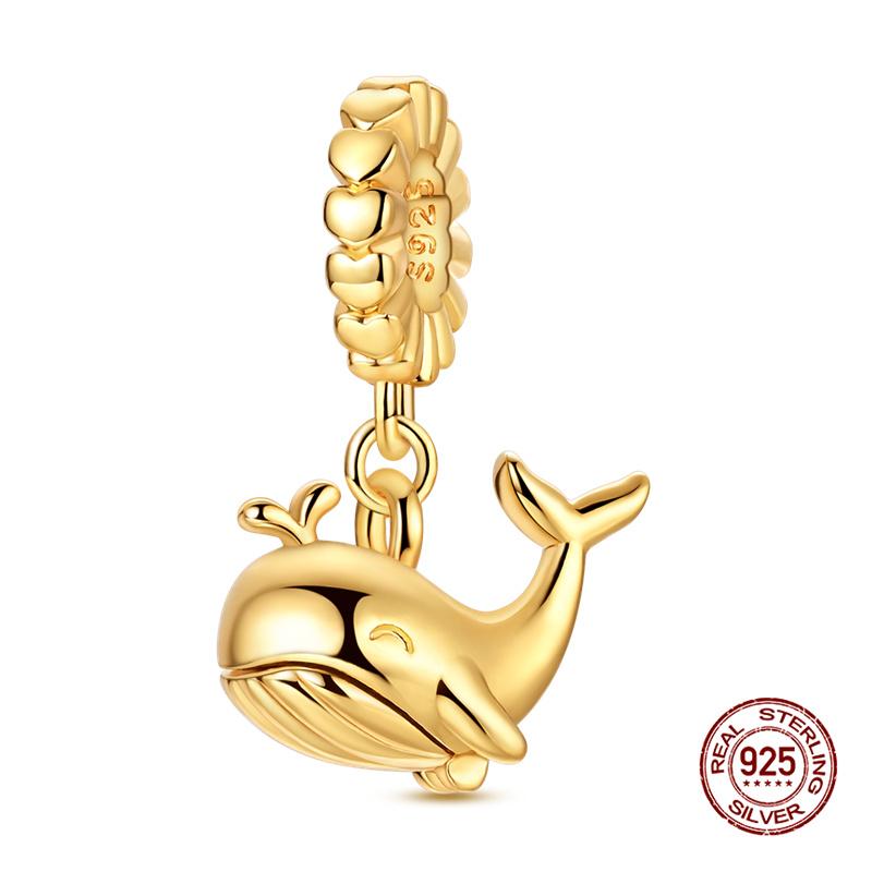 Gold New In Charms Copper Openable Whale Charms Bead Fit 3Mm Original Bracelet Necklace Women Diy Fine Jewelry Gift
