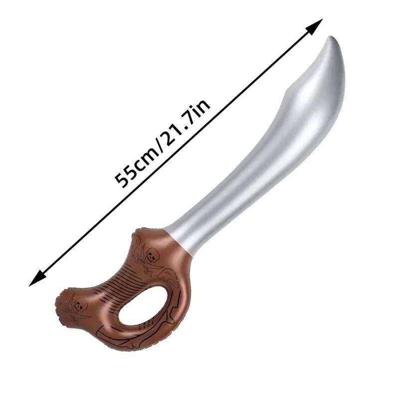4PCS Funny Inflatable Pirate Swords Halloween Birthday Toy Sword Inflated Simulation Knife for Swimming Pool Cosplay Stage Prop