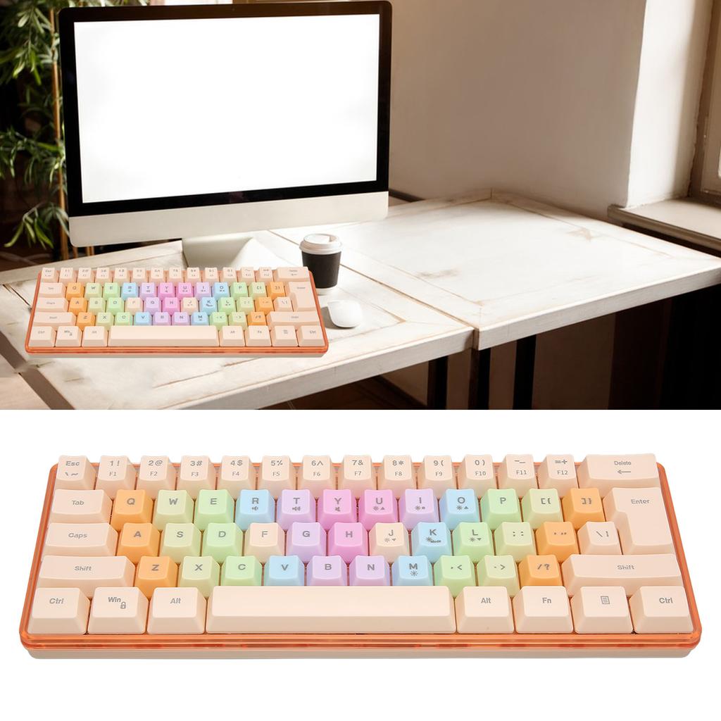 61 Keys Mechanical Keyboard RGB Backlight Colorful Keycaps Wired Mechanical Keyboard for Gaming Work