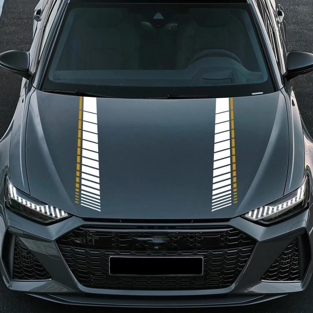 Car Engine Hood Long Striped Stickers Car Bonnet Vinyl Decals Self Adhesive PVC Auto Body Styling Decoration Sticker Accessories