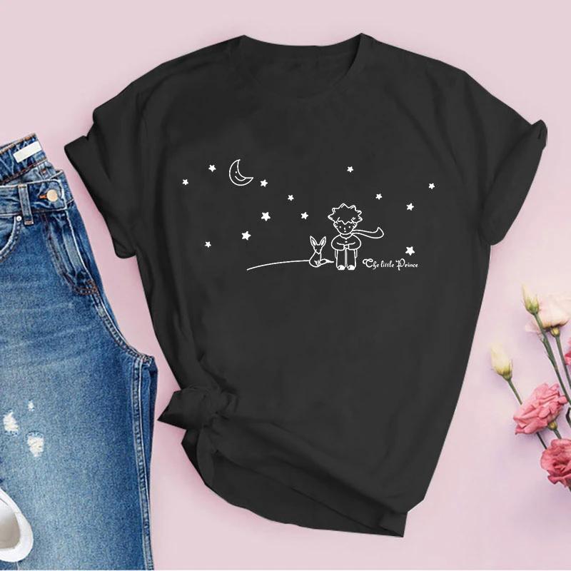 2024 New Arrival Little Prince Printed T Shirt Round Neck Short Sleeve Tshirt FeUnisex Harajuku Ladies Tshirts Casual Tee