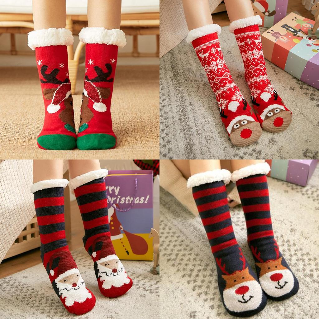 Festive Christmas Slipper Socks Featuring Soft Faux Fleece Lining And Gripper Soles
