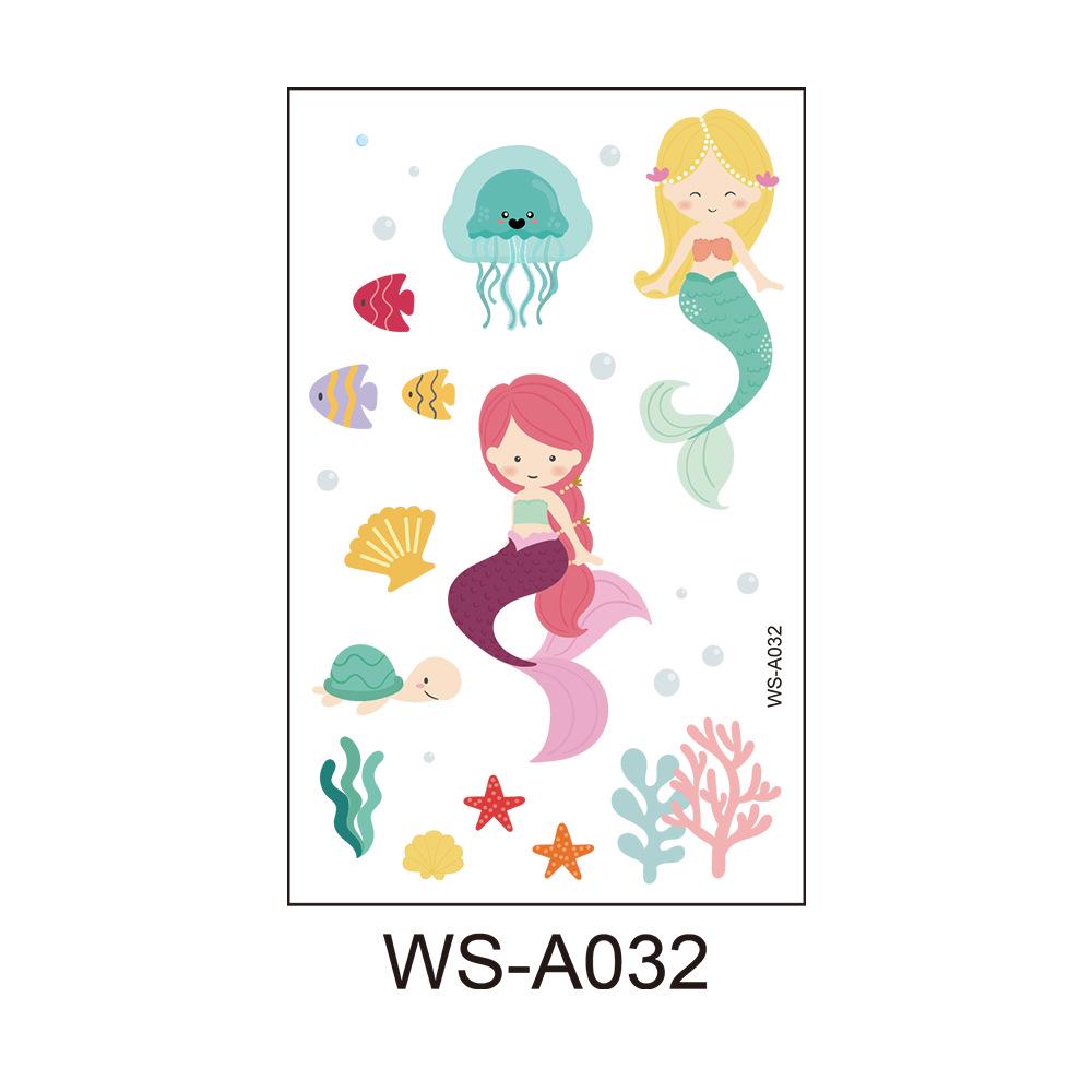Waterproof Cartoon Princess Tattoo Set - Mermaid Theme for Kids
