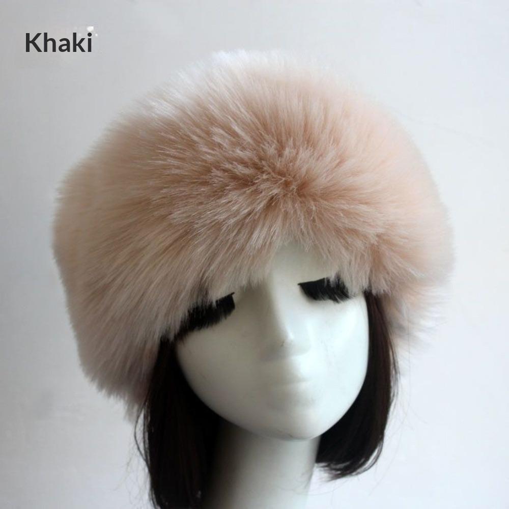 Women's Hat Faux Fox Fur Headband Hat Autumn and Winter Warm Headband Hat Plush Open Top Hat