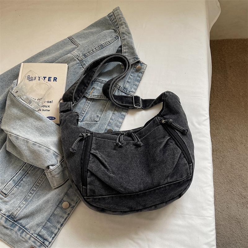 

New Women Versatile Denim Crossbody Bags Large Capacity Casual and Simple Shoulder Bags Fashiable Design Commuting Bag чёрный