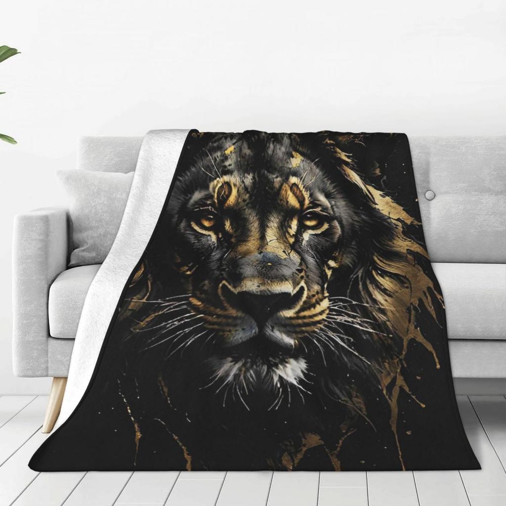 Lion Colourful Painting Blanket Soft Warm Flannel Throw Blanket Bedding for Bed Living room Picnic Travel Home Couch
