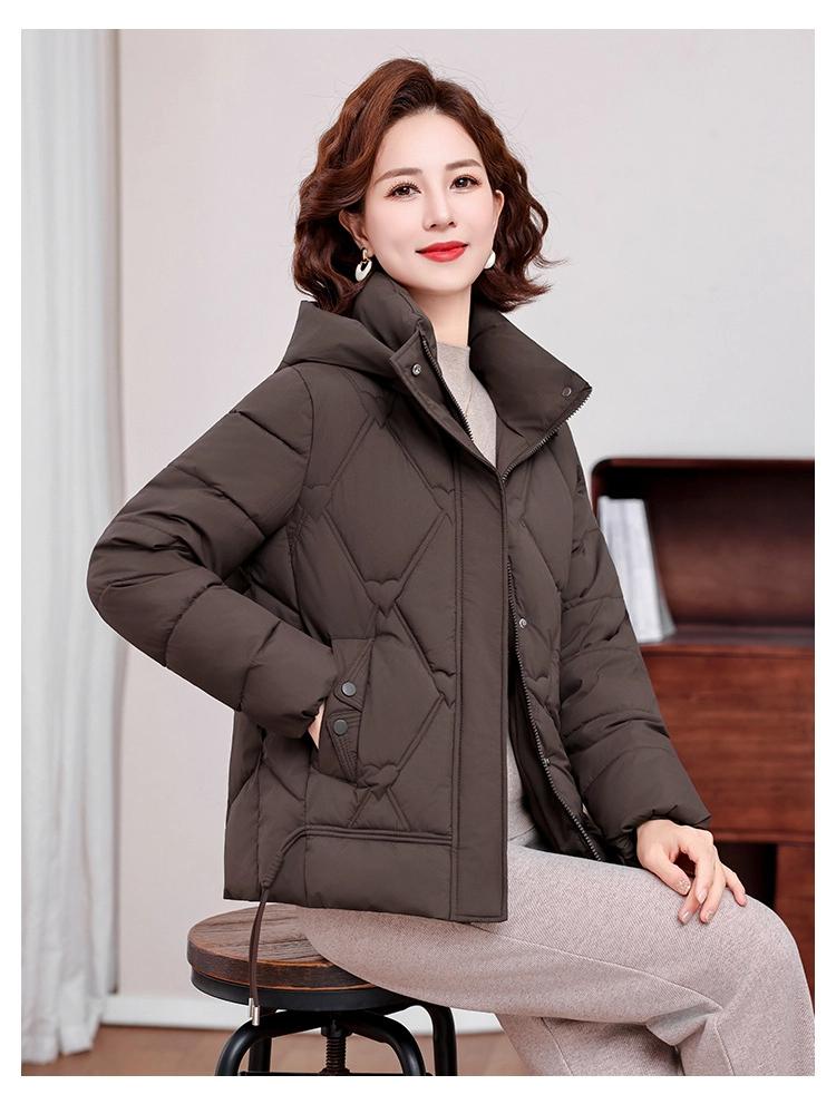 Jachetă de iarnă groasă și călduroasă pentru femei, scurtă, cu glugă detașabilă, rezistentă la vânt