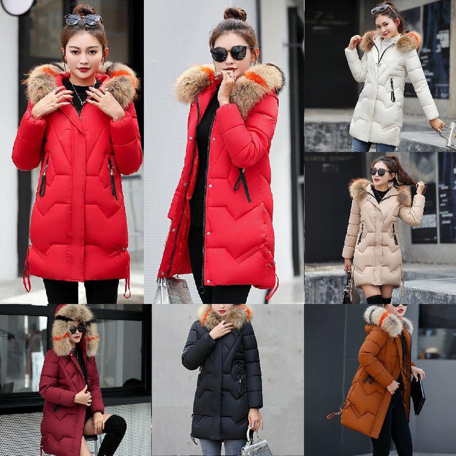 Women Slim Colorful Fur Collar Hooded Coat Jacket Parka Outwear For Ultimate Winter Warmth