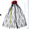 Halloween Party Essential Set: Tulle Headband, Skull Festival Hair Hoop, Gloves & Necklace for Day of the Dead Masquerade