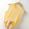 Summer New Round Neck Vest Women's Wide Shoulder Strap Versatile Ice Silk Thin Sleeveless Knitted Solid Color Outerwear Top
