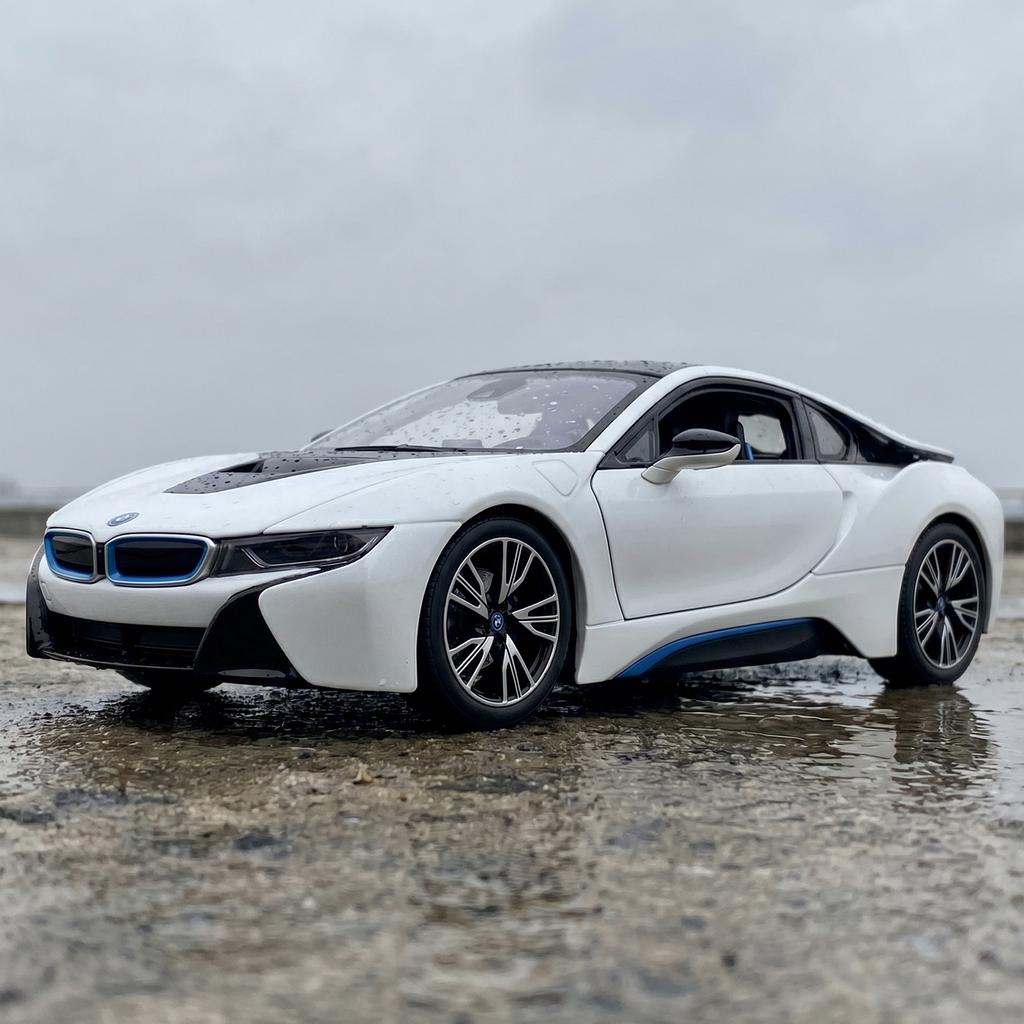 1:22 BMW I8 Hybrid Luxus Sportcoupé Legierung Metall Druckguss Modellauto Ton & Licht Rückzieher Hohe Simulation Hobby Geschenk Für Jungen