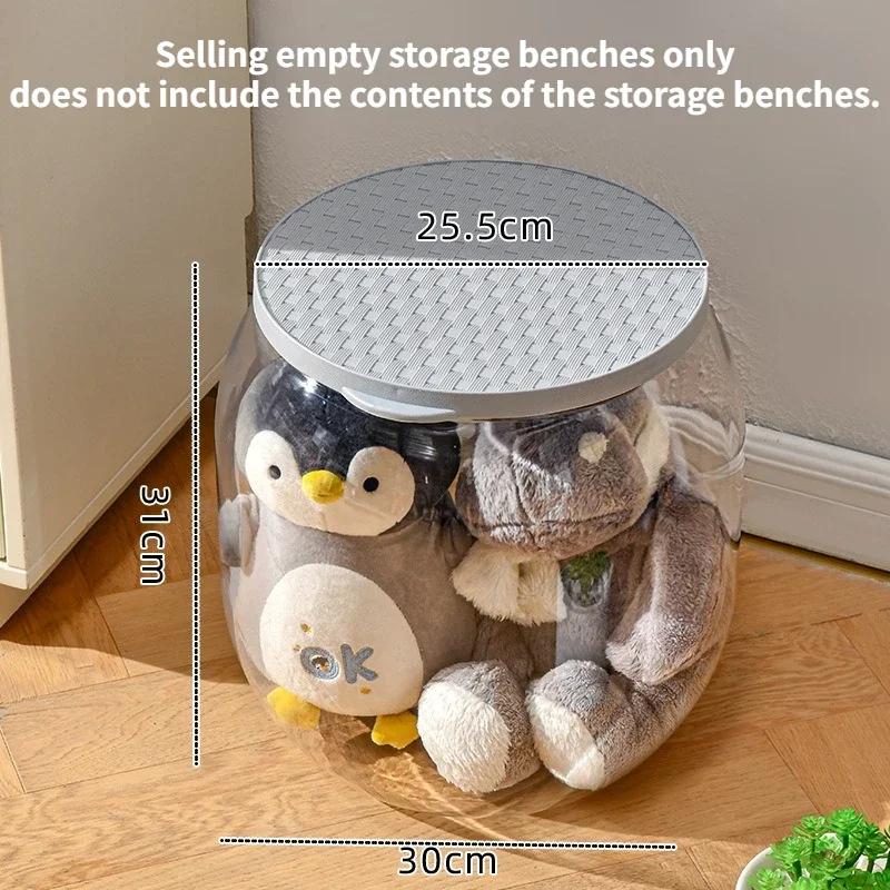 Children Chair Plush Toy Container Doll Box Basket Artifact Transparent Bucket Plastic Storage Stool