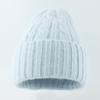 Womens Winter Angora Knit Beanie Hat With Long Rabbit Fur Trim Cable Rolled Edge Solid Color Warm Cozy