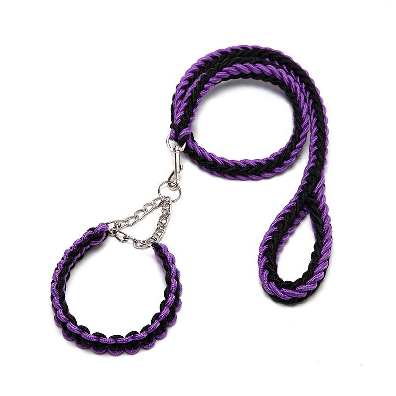 

New pet collar explosion-proof flush eight-strand woven nylon running dog rope traction rope dog rope S