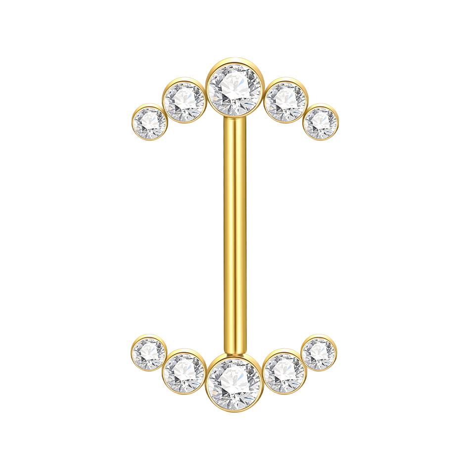 1PC PVD Titanium Nipple Piercing Bar For Women 14G Bezel Set CZ Front Facing Barbell Nipple Shield Ring Sexy Body Jewelry