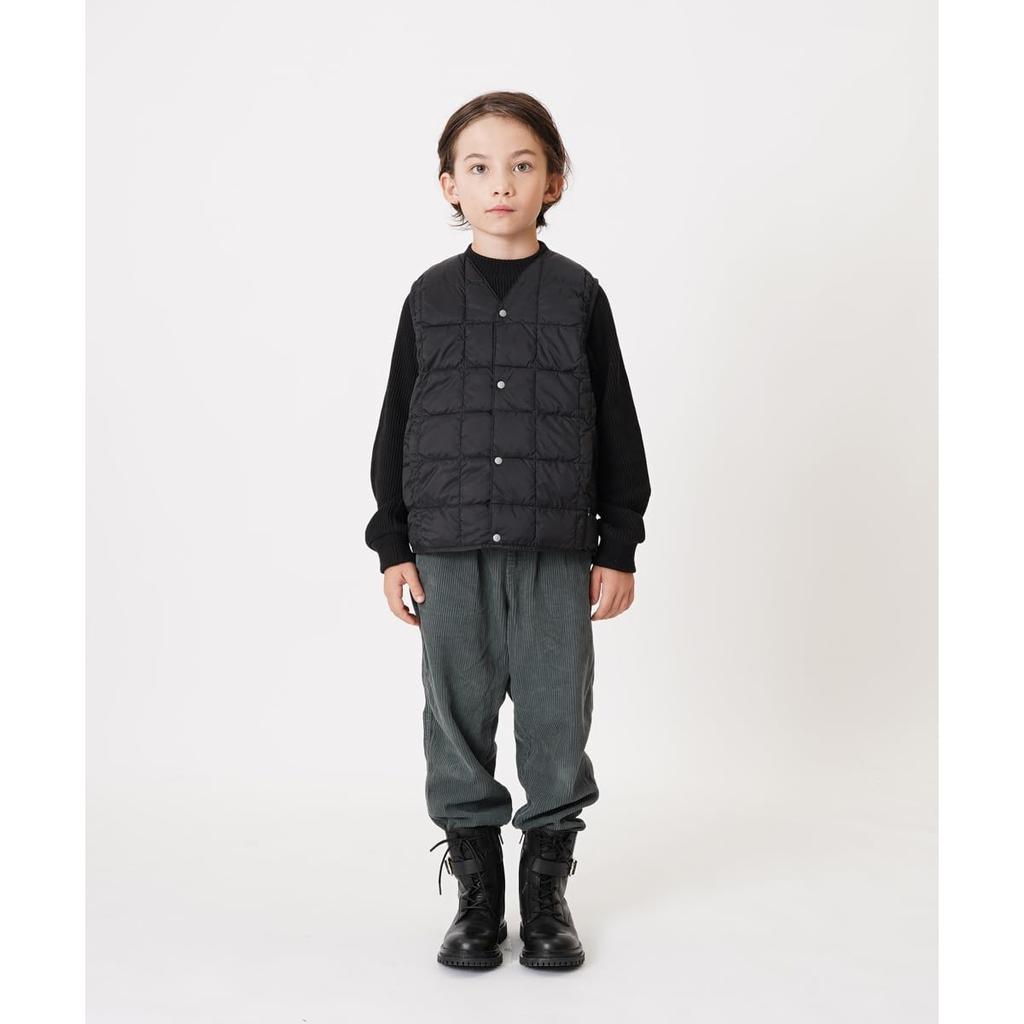 TAION Basic Button Inner Down Vest Size 150 Kids' V-Neck (TAION-K001), Black,