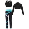 Girls Athletic Leggings Yoga Pants Sleeveless Crop Tank Tops for Kids Workout Cheer Dance
