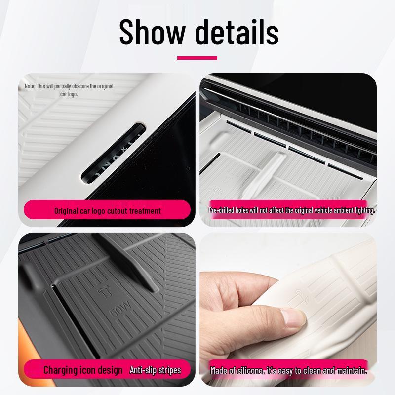 Silikonmatte für die Mittelkonsole des Autos mit kabellosem Laden, Passend für Lynk & Co 08 Zubehör, Tür- und Schalenmatte