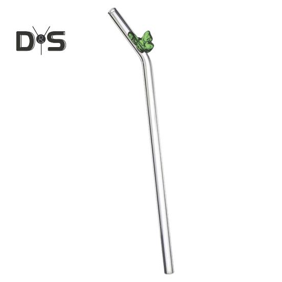Glass Reusable Straw Colorful Butterfly Design Glass Straw Heat-Resistant Transparent Borosilicate Straws