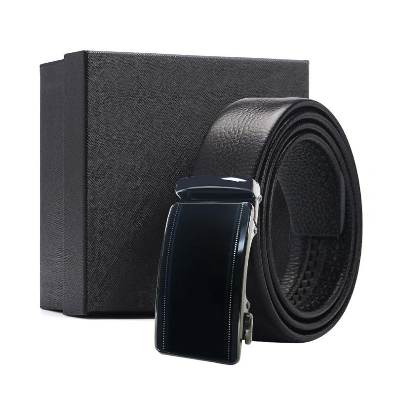 Belt Men's Premium Business Gift Box First Layer Cowhide Belt Alloy Button Head Gift High-end Automatic Buckle Belt