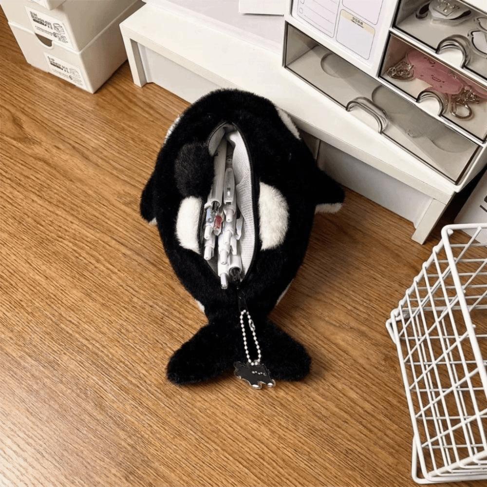 Large Capacity Tiger Whale Doll Pen Case Portable Pencil Pouch Case Office