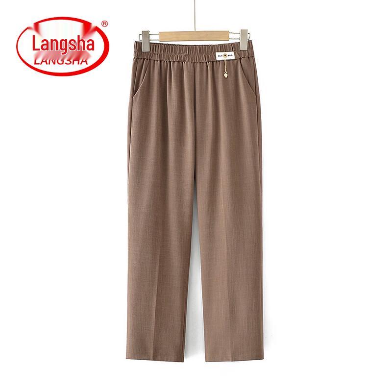 LangSha Women s Ice Silk Straight Leg Casual Pants 2XL
