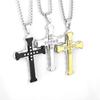 Titanium Stainless Steel Cross Necklace with Rhinestones - Men's Bold Fashion Accessory