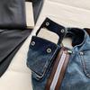 Washed Denim Slouchy Hobo Bag with Multi Pocket Design and Ruched Strap Casual Shoulder Purse for Women Daily Travel