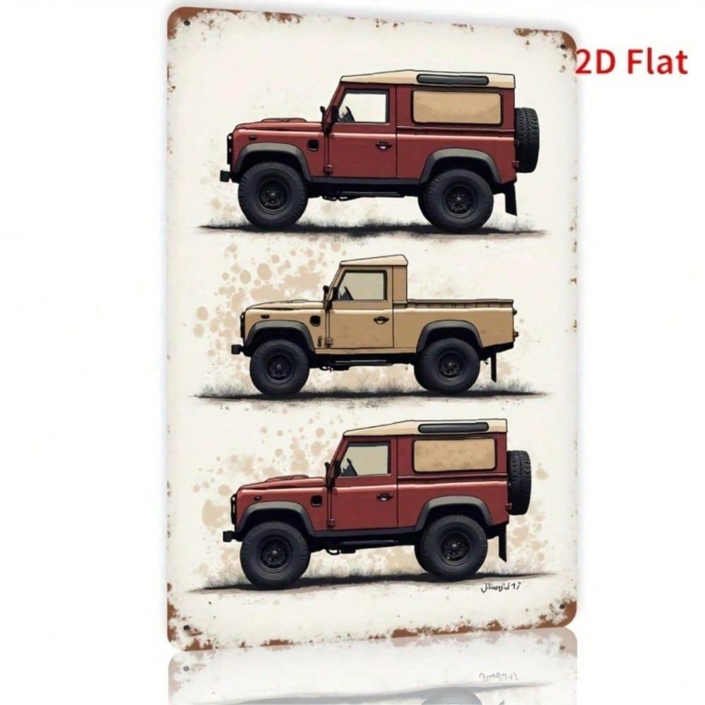 Vintage Off Road Vehicle Metal Sign 8x12 Inch Rustic Distressed Red Beige Iron Wall Art For Living Room Decor