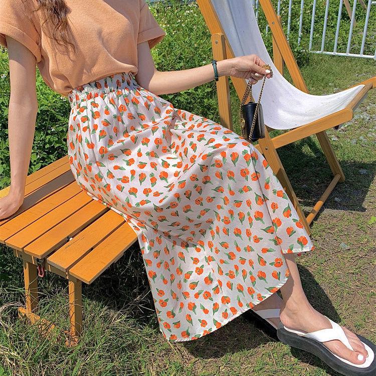 Fustă cu Imprimeu Floral pentru Femei În Vară Nouă Cu Talie Înaltă Slim Fustă Umbrelă High-end Florală A-line Fustă Lungă