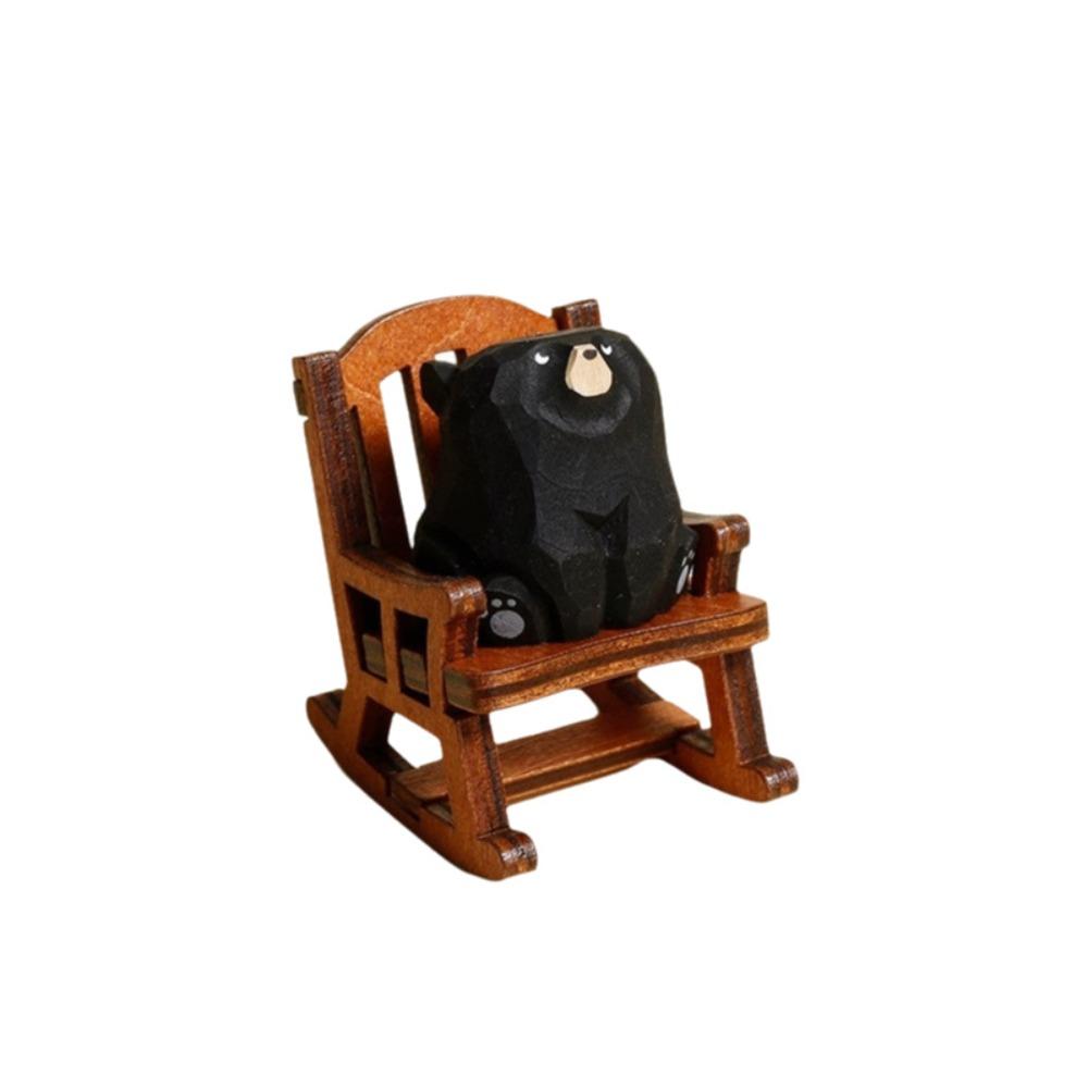 

Solid Wood Rocking Chair Bear Models Mini Bear Ornaments Unique Polar Bear Crafts Home Decor Style 2