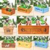 Wooden Rectangular Succulent Planter Box with Micro Landscape Design