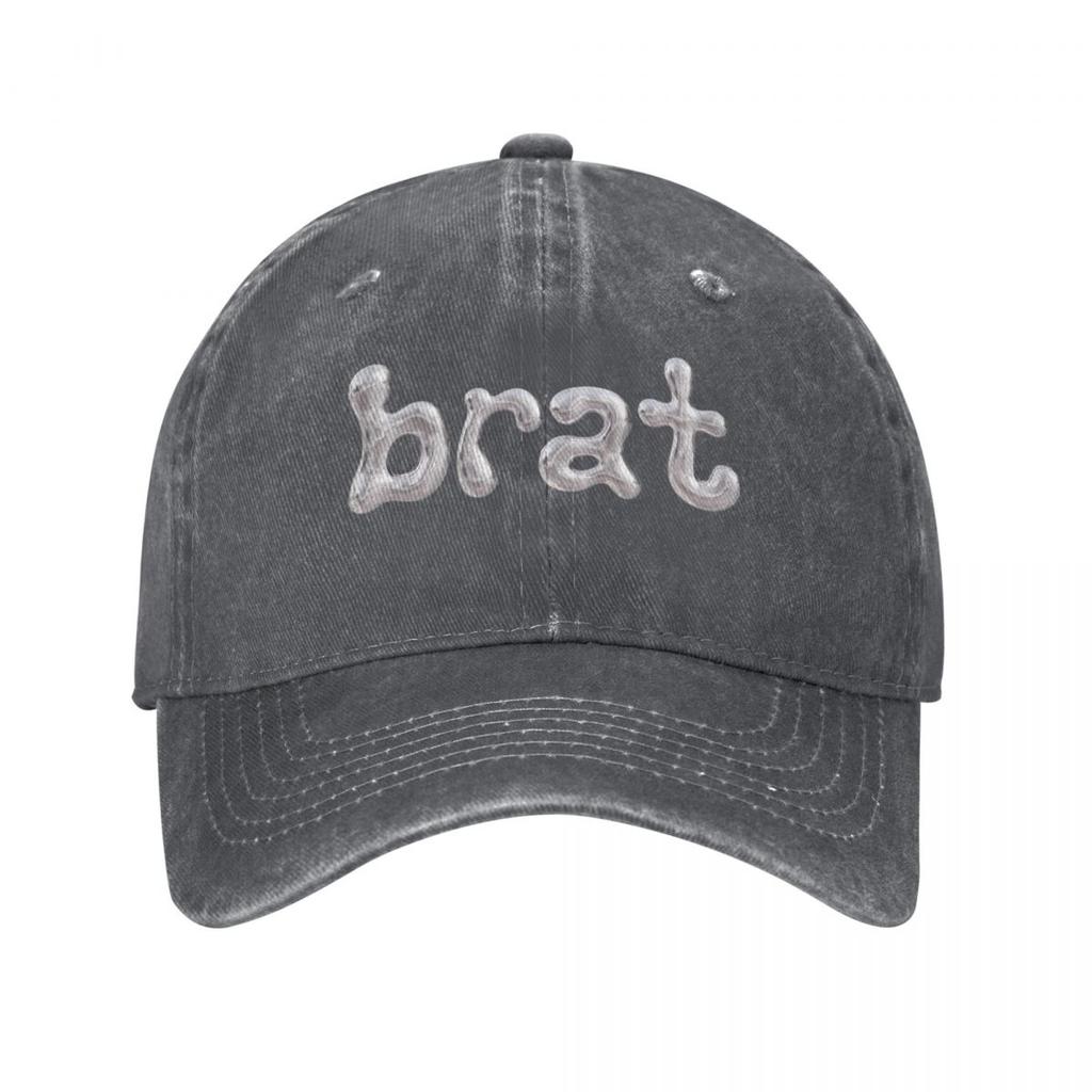 Vintage Charli XCX Brat Chrome Logo Baseball Cap Unisex Style Distressed Washed Sun Cap Outdoor All Seasons Travel Caps Hat