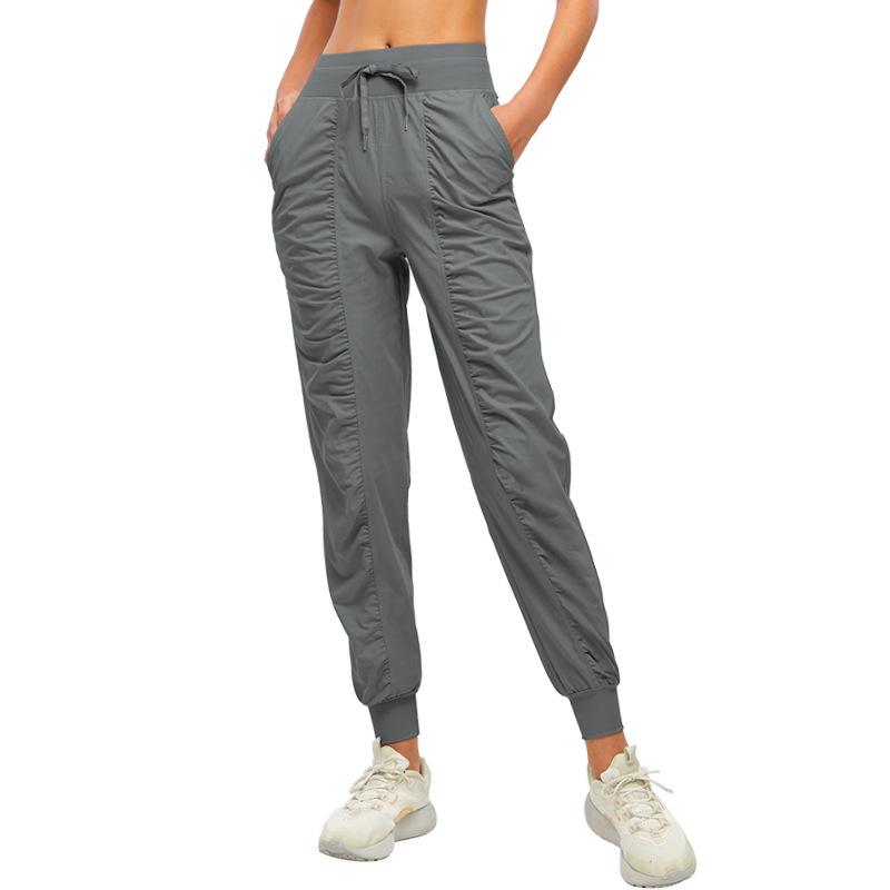 

Women s Slimming Pleated Tie-Up Nylon Quick-Dry Fitness Harem Pants S