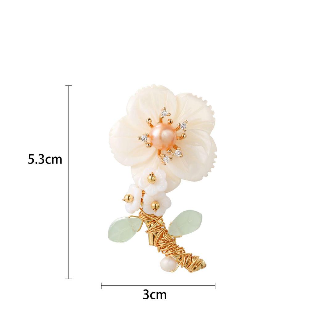 Snowflake & Butterfly Zircon Brooch with Freshwater Pearl for Women's Korean Style Suit Coat