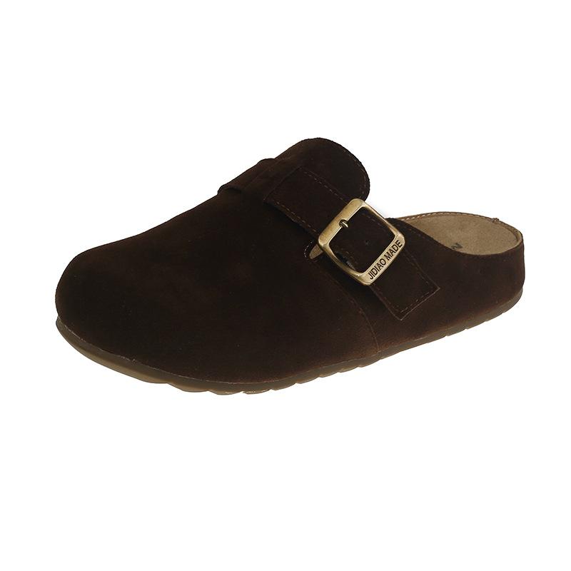 

Ретро ленивые тапочки верхняя одежда осень 2024 толстое дно повседневные тапочки-мешки женские корейская версия тапочек Boken прилив 35 коричневый