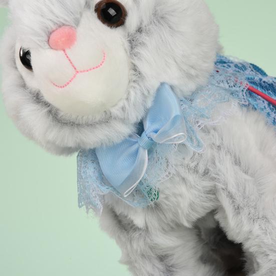 Electric Plush Rabbit Toy with Leash Singing Walking Bunny Plushie Toddlers Boys Girls Interactive Simulation Stuffed Animal Toy