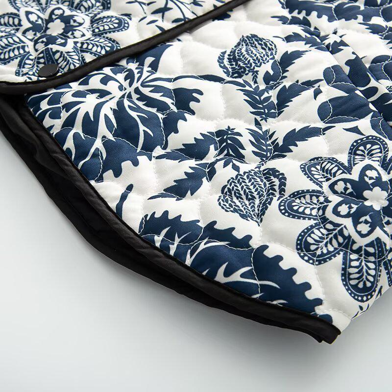 Jachetă de bumbac matlasat cu imprimeu pentru femei europene și americane, Primăvara 2025