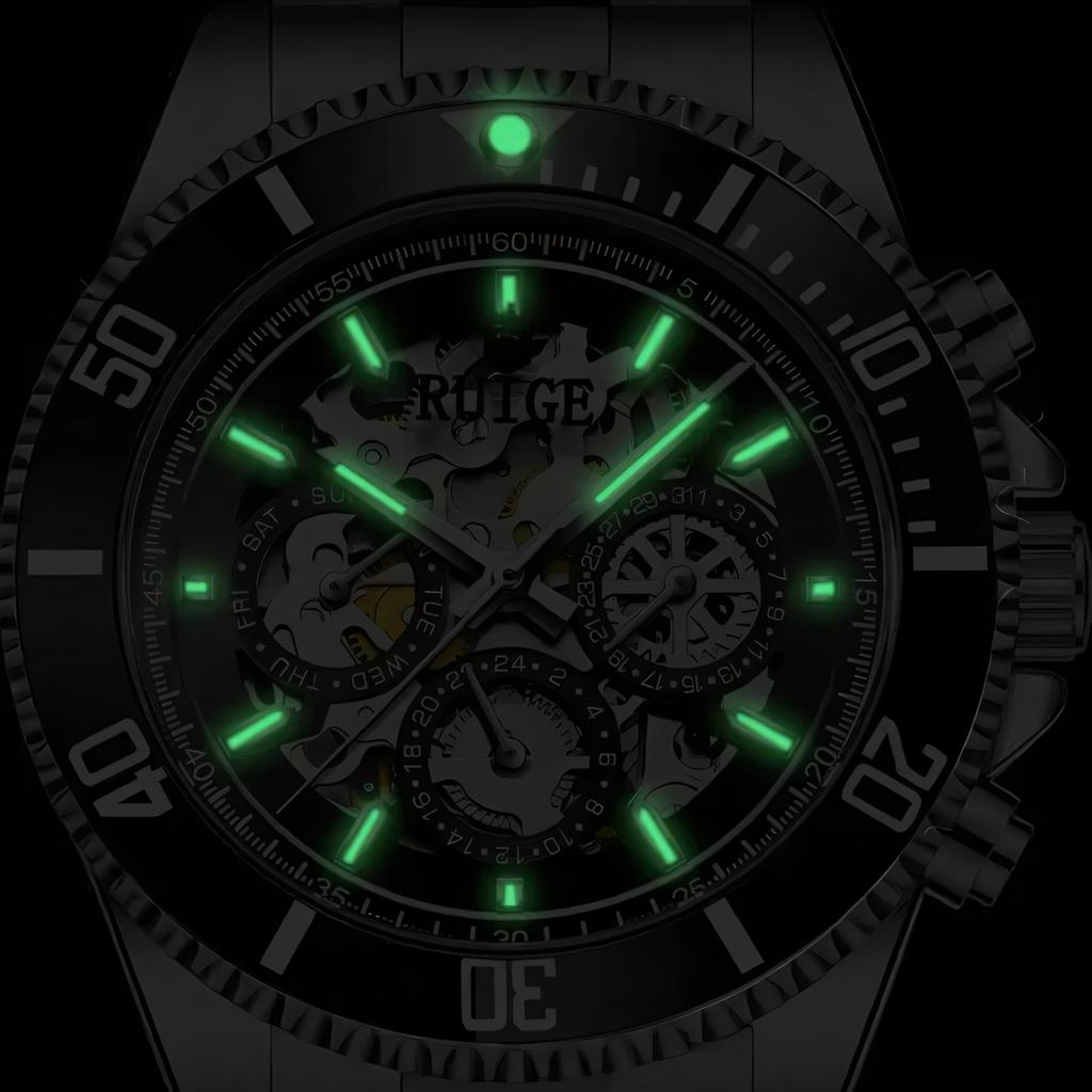 Men's Watch Fully Automatic Mechanical Watch Hollow Fashion Waterproof Student Male Watch Water Ghost Series Tourbillon Clock