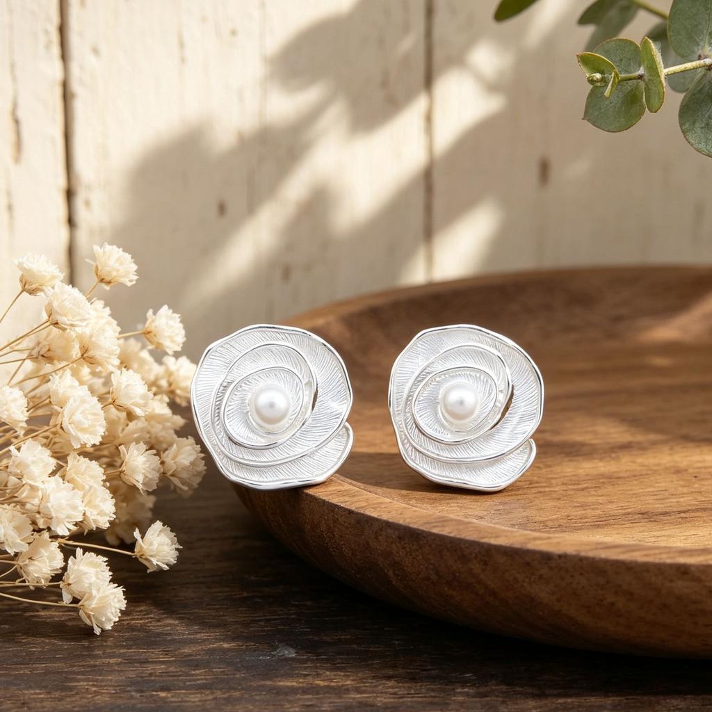 Hot-selling Pure Hand-painted Rose Stud Earrings French Retro Commuter Versatile Light Luxury Women's Earrings
