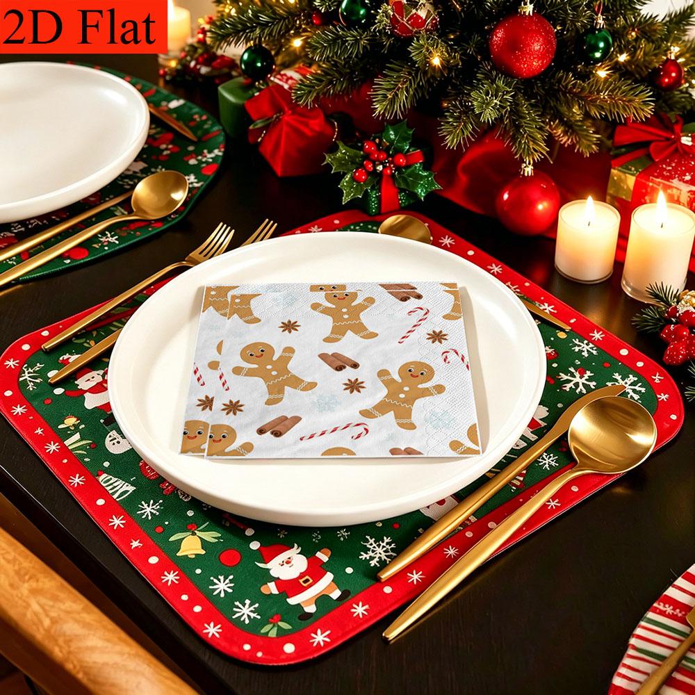 20pcs Disposable Napkins with Christmas Candy Pattern Print for Wedding,Parties,and Daily Use for Thanksgiving Fall Christmas Table Decoration