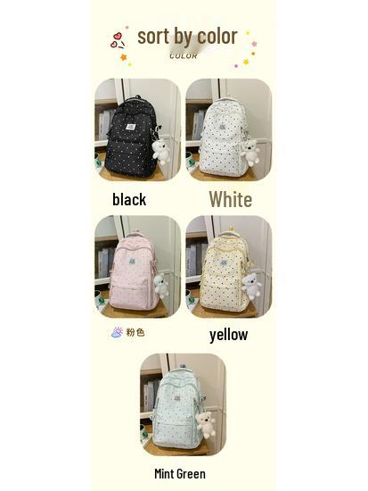 Polka Dot Backpack for Students: Large Capacity, Casual, for School & Outings